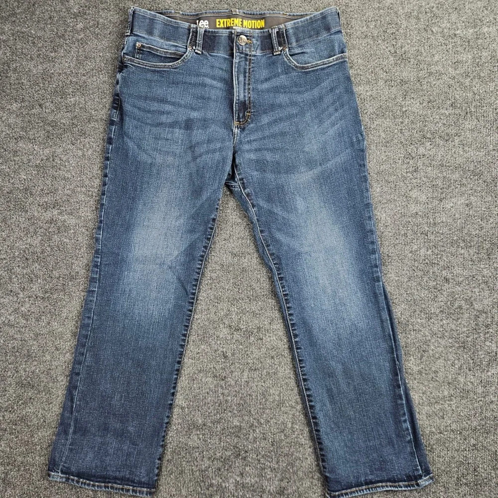 Lee Extreme Motion Regular Fit Bootcut Jeans Men's 38x30 Blue Denim Dark Wash